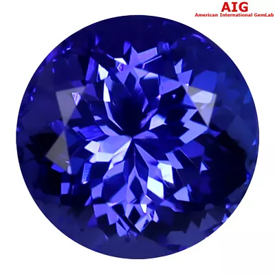 2.65 Ct AIG Certified AAAA Pretty Round (8 X 8 Mm) Violetish Blue Tanzanite • $752.99