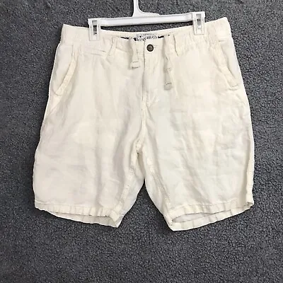 Lucky Brand Mens 33 Linen Shorts Drawstring White • $16.99