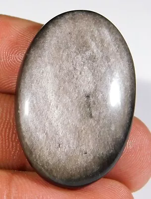 41.ct Natural Silver Sheen Fire Obsidian Oval Cabochon Jewelry Gemstone A2=252 • $12.19