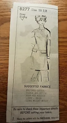 Unprinted Sewing Pattern 8277. Size 18½ Dress. Vintage Mail Order. Unused.  • $14.95