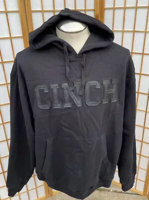 Cinch® Men's Black Logo Pullover Fleece Hoodie Large • $29.99