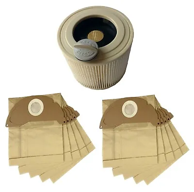 For Karcher Wet And A2000 Dry MV2 WD2  Maintenance Kit 10 Bags + Filter • £14.99