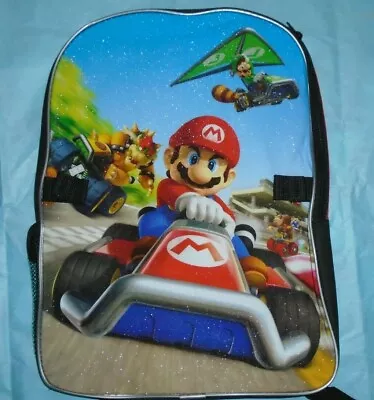 MARIO Kart Backpack Book Bag School Bag 16'' Glittered New • $11.50