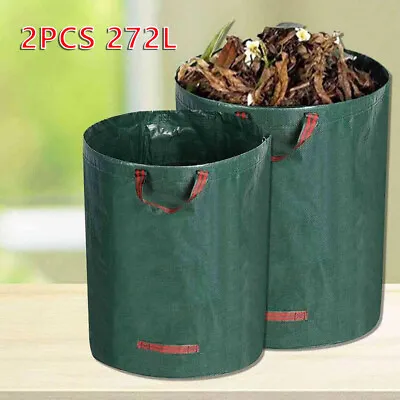 2PCS 272L Jumbo Waterproof Garden Waste Refuse Bag Strong Heavy Duty W/ Handles • £7.59