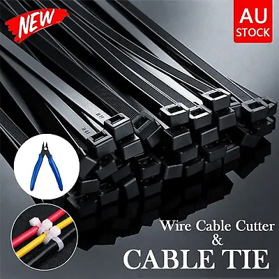 Cable Ties Zip Ties Nylon UV Stabilised 100/200/500x Bulk With Wire Cable Cutter • $7.49