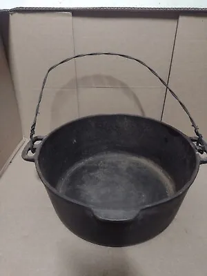 Wagner Ware Sydney 10  Hanging Camp Fire Dutch Oven Cauldron Cast Iron Pot Vtg. • $59.99