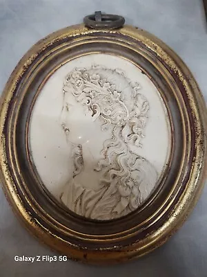 Antique Victorian Miniture Cameo Plaque Gilt Framed  Wall Hanging.  • £45