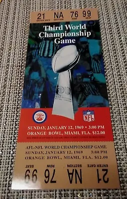 3rd World Championship Game 1969 Orange Bowl Miami Commemorative Ticket Rare • $37.99