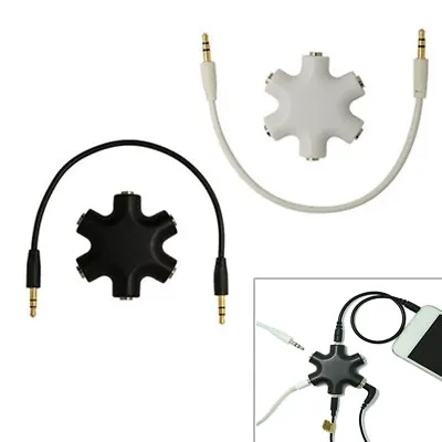 3.5mm Headphone Audio Splitter Cable Jack 5 Way Port Earphone Converter Adapter  • £2.75