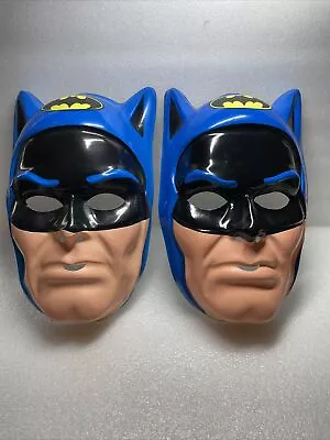 2 Original Blue Batman PVC Vintage 80s Ben Cooper Plastic Face Mask - DC Comics • $15