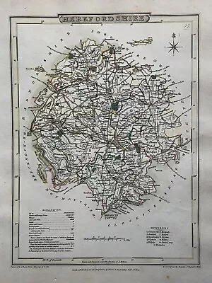 1805 Herefordshire Original Antique Hand Coloured County Map By Cole & Roper • £19.99