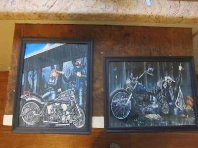 $19.99 • Buy TWO FRAMED ,BIKER BOBBERS F- THE RAIN  PRINTS  Check It Out