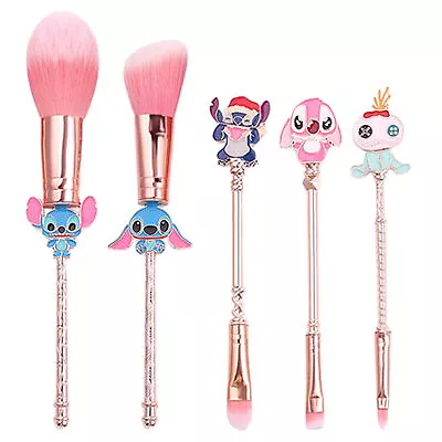 5PCS Cartoon Lilo&Stitch Make Up Brushes Cosmetics Eyebrow Set Makeup Tool Brush • $19.78