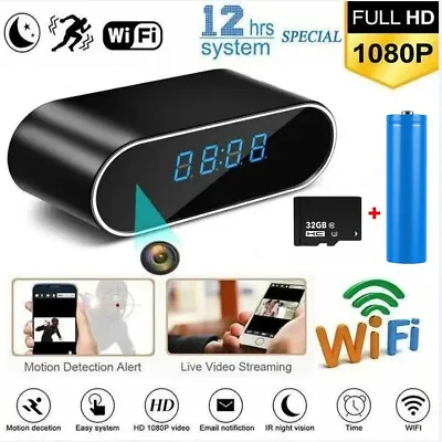 1080P HD WiFi IP Alarm Clock Home Security Nanny Camera Audio Video Recorder • $39.99