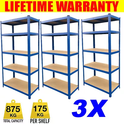 Blue Garage Racking 5 Tier Shelving Unit Boltless Heavy Duty Metal Shelf Storage • £85.20