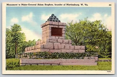 Martinsburg WV~Monument To Major General Adam Stephen~Vintage Linen Postcard • $3.49