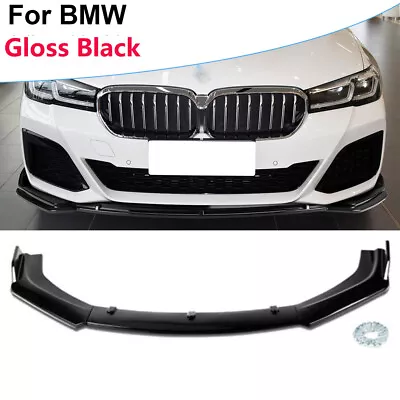 $55.95 • Buy 3pcs For BMW Glossy Black Front Bumper Lip Splitter Spoiler Body Kit Chin NEW