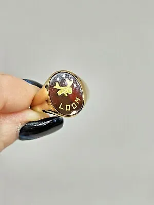 Vintage 10kt Gold Sardonyx Loyal Order Of Moose Men's Ring 8 Grams Size 15  • $265