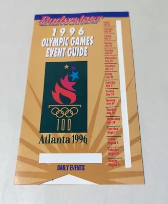 1996 Atlanta Summer Olympic Games Budweiser Event Guide Sliding Schedule • $4.49