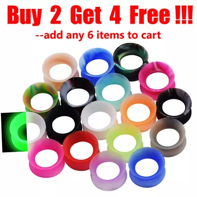 $2.99 • Buy 2pcs Thin Silicone Ear Skin Ear Tunnels Plugs Gauges Earskin Earlets Flesh Gauge