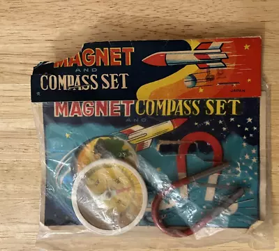 Vintage Dime Store COMPASS & MAGNET SET  - 1960'S Rocket Space -  Japan  -  NIP • $12.99