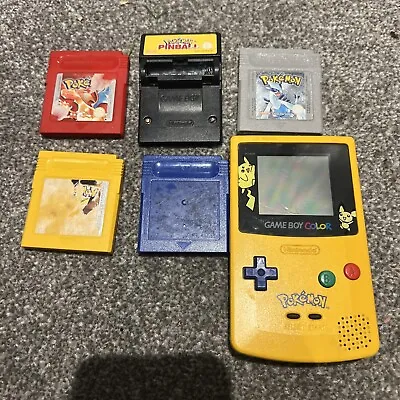 Game Boy Color - Limited Pokemon Edition With Pokemon Games Working Pikachu • £134.99