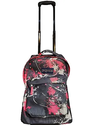 JanSport Wheeled Backpack Pink & Black Camo Luggage Travel Camoflauge (19x12) • £53.03