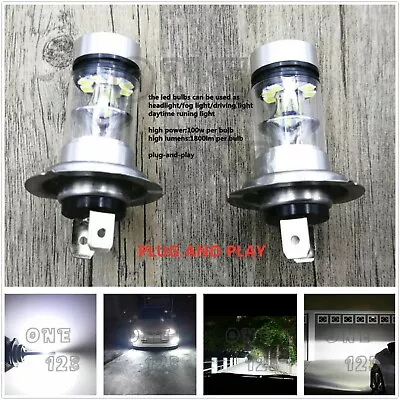 Super Bright Premium H7 6000K White 55W CSP LED Conversion Bulbs Kit Fog Light • $15.99