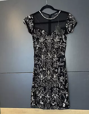 Miss Selfridge Black Embellished Petite Dress Size 8 • £35.50