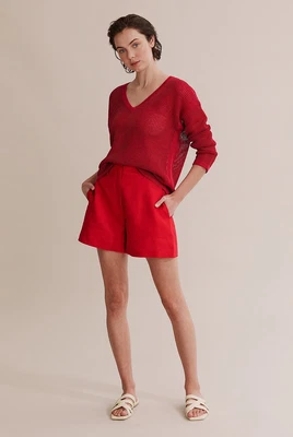 $35 • Buy Country Road Red Open Weave Lightweight V-neckline Knit Size M