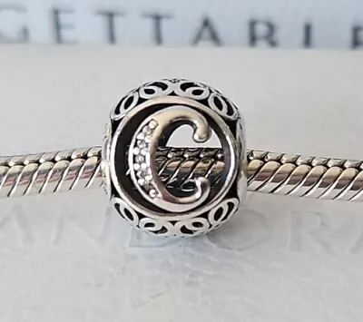 Genuine Pandora Bracelet Charm - Silver Openwork Letter Initial C S925 ALE  • £7.50