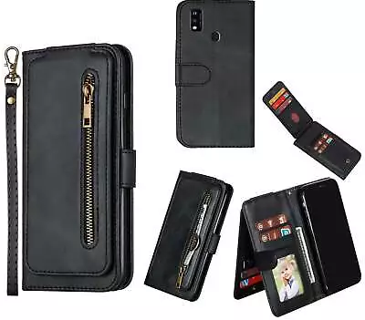 Zte Blade A51 Leather Wallet 9 Card Slots Vertical Flip &Zip • $11.95