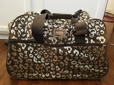 Victoria's Secret Pink Gray Leopard Logo CarryOn Wheelie Luggage Duffel Suitcase • $35