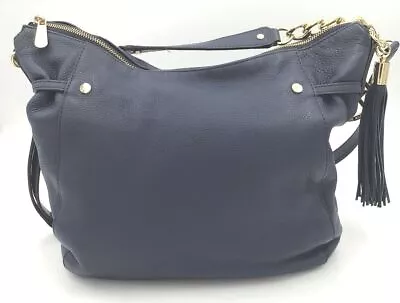 Michael Kors Women's Navy Blue Hobo Handbag With Gold Accents/ Brown Trim (+COA) • $24.99