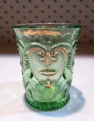 Antique Dugan Glass Co   Jeweled Heart  Or  Victor   Tumbler Apple Green/Gold • $40