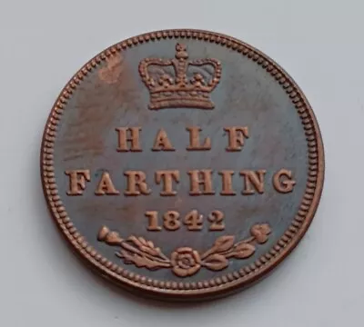 1842 Half Farthing - Queen Victoria  100% Copper Original Size  • £4.50