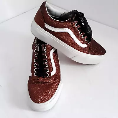 Vans Old Skool OTW Shoes Bronze Platform Womens Sz 8 White Sparkle Side Walls • $44.99