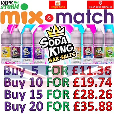 Soda King Bar Nic Salts Vape Juice E Liquid 50VG By Ultimate Salts - 10ml - TPD • £2.99