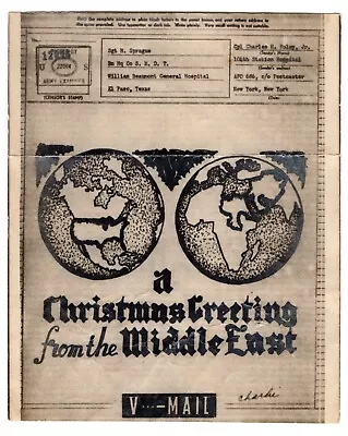 WWII Illustrated V-Mail - Christmas APO 686  From The Middle East  • $17.95