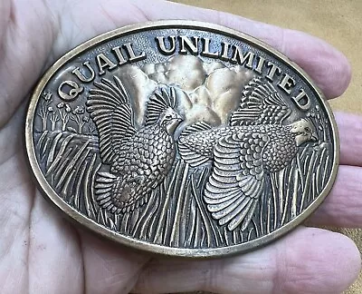 Belt Buckle - Quail Unlimited- Copper / Bronze Tone! Great Shape! • $18