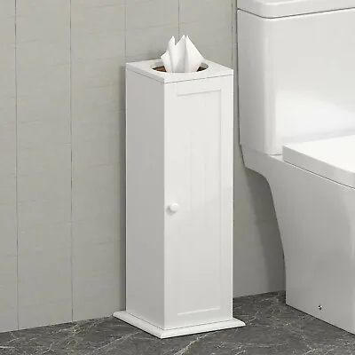 £20.50 • Buy White Wood Bathroom Cabinet Toilet Paper Holder Storage Free Standing Cupboard
