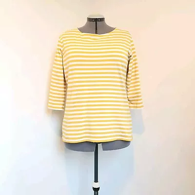 SEASALT Size 18 Yellow & White Striped Organic Cotton Sailor Top.VGC • £0.99