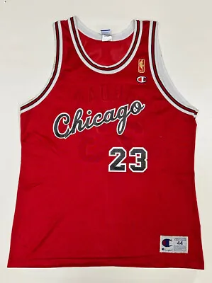 $97.49 • Buy Vintage Champion Michael Jordan Chicago Bulls Gold NBA Logo Jersey 44 Medium