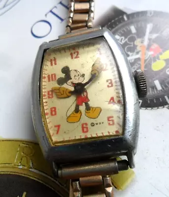 Cool Vintage 1947 Mickey Mouse Walt Disney Productions US Time Watch 4 REPAIR • $5