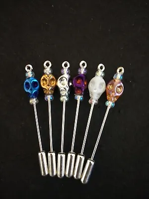 Voodoo Doll /Wicca Glass Skull Stick  Pins (6) Glass (Super Sale) Limited Time ! • $8.99