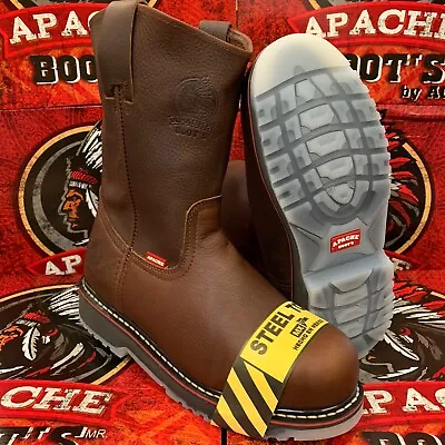 Men's Work Boots Patron Genuine Leather Brown Ice Color Soles Oil Safety #602 • $79.99