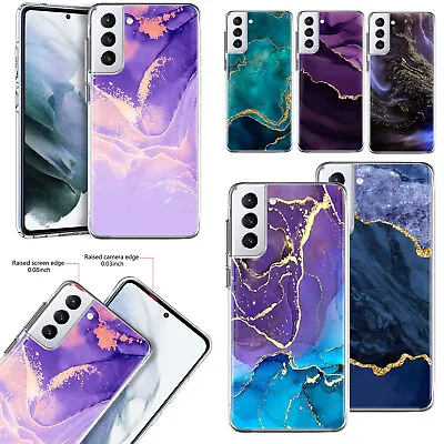 Marble Phone Case Silicone Clear Cover For Samsung Galaxy A14 A05s A15 S23 S24 • £5.50