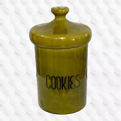Vintage MCM Avocado Green Cookie Jar Holiday Designs Ceramic Mushroom Top H4021 • $29.99