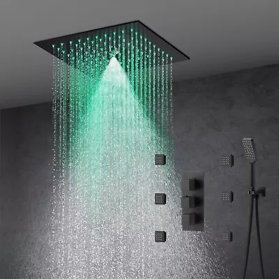 Thermostatic Shower Faucet Set LED Rain&Waterfall Head Combo Massage System Kit • $493.75