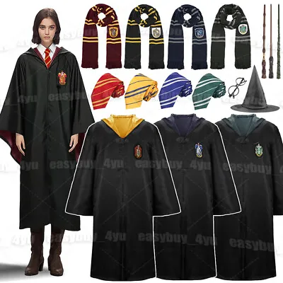 Harry Potter Gryffindor Ravenclaw Slytherin Hufflepuff Robe Costume Wand Scarf • £8.59